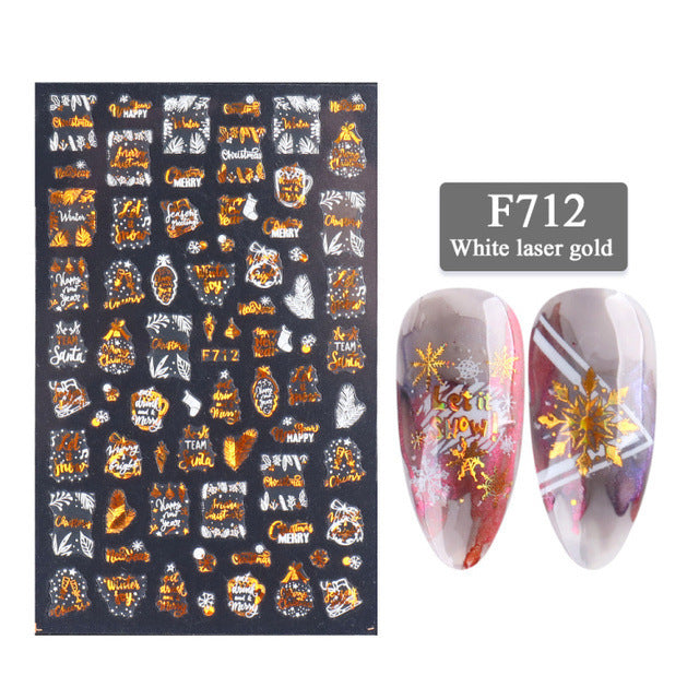 New Nail Stickers 3D Christmas Series Two-color Golden Laser Snowflake Thin Stickers Nail Art Design Nail Art Stickers New Nail Stickers 3D Christmas Series Two-color Golden Laser Snowflake Thin Stickers Nail Art Design Nail Art Stickers